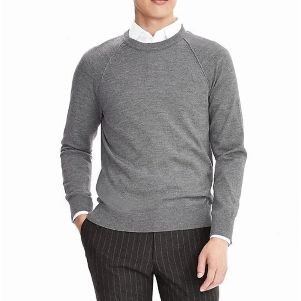 Banana Republic‎ Baruffa Sweater 100% Italian Merino Wool Mens XL Gray Crew Neck
